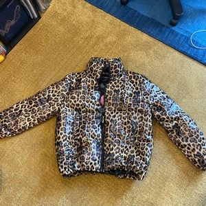 Juicy couture black label leopard print puffer coat